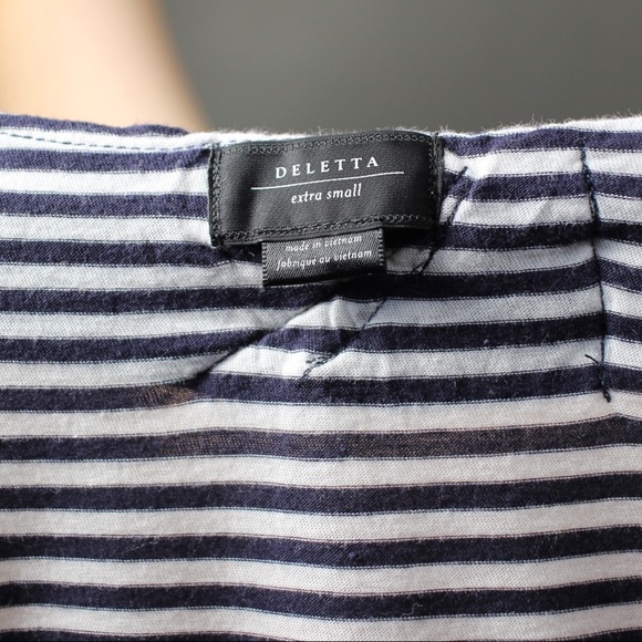 Anthropologie Deletta Blouse Ruffle Drape Striped - Picture 6 of 9